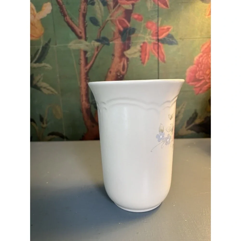Pfaltzgraff Tea Rose Utensil Crock Floral Stoneware Grandmillennial Kitchen
